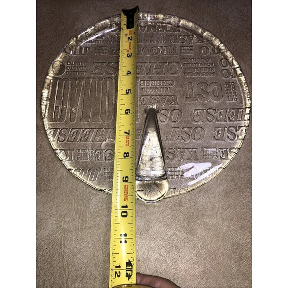 Kosta Boda Art Glass Ice Plate Cheese Platter Handle Cheese Names. 9.5" - Picture 4 of 9